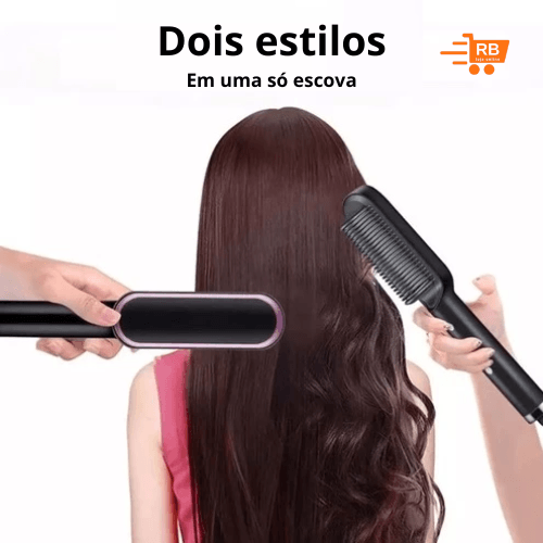 Escova Alisadora 5 em 1 - Alisa, Hidrata, Modela, Alinha e Anti-Frizz - RB Loja